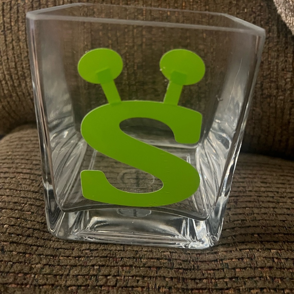 Clear Glass with Green SHrek Design